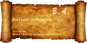 Balsai Artemisz névjegykártya